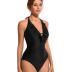 SUUKSESS Women Sexy Halter One Piece Swimsuits Ruffle Tummy Control Bathing Suit
