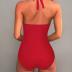 SUUKSESS Women Sexy Tummy Control One Piece Swimsuits Halter Push Up Bathing Suits