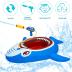 Inflatable Floating Pool Toys for Kids Pool Float Swimming Ring Beach Water Floats Shark Boat with Water Gun Inflated Ride on Float Summer Water Games Toy for Boys Girls