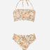 CUPSHE Bikini Set for Women Two Piece Swimsuit Bandeau Top Back Tie Mid Waisted Bottom with Removable Shoulder Straps
