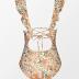 CUPSHE Women's Ruffled One Piece Swimsuit V Neck Lace Up