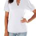 Neineiwu Women Dressy Casual V-Neck T-Shirts Loose Puff Short-Sleeve Tops Tunic Blouse