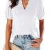 Neineiwu Women Dressy Casual V-Neck T-Shirts Loose Puff Short-Sleeve Tops Tunic Blouse