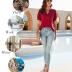 Neineiwu Women Dressy Casual V-Neck T-Shirts Loose Puff Short-Sleeve Tops Tunic Blouse
