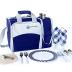 Picnic Basket Bag Set, 2 Person Insulated Tote with Cooler Compartment. Two Bottle Section Setting, includes Wine Glasses, Plates, Cutlery and Complete Flatware