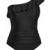 Aqua Eve Plus Size Bathing Suits for Women One Piece Swimsuits One Shoulder Ruffle Tummy Control Swimwear