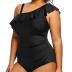 Aqua Eve Plus Size Bathing Suits for Women One Piece Swimsuits One Shoulder Ruffle Tummy Control Swimwear
