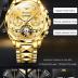OUPINKE Men's Skeleton Mechanical Watches Luxury Dress Automatic Self Winding Sapphire Crystal Waterproof Tungsten Steel Band Wrist Watches