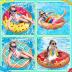 90shine 7PCS Donut Pool Floats: Doughnut Swimming Rings with 13.5" Beach Balls - Inflatable Tubes Floaties Toys for Kids Adults