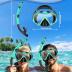 Snorkeling Gear for Adults, Dry Snorkel Set, Panoramic Anti-Leak and Anti-Fog Tempered Glass Lens, Adjustable Snorkeling Gear with Mesh Bag Ear Plug for Snorkeling Scuba Diving Travel