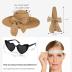 Womens Sun Hat - Wide Brim Floppy Beach Hats for Women Foldable Straw Hat with Heart Shaped Sunglasses UPF 50+