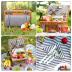 Wicker Picnic Basket for 2, Willow Hamper Basket with Large Insulated Cooler Compartment, Picnic Sets with Waterproof Picnic Blanket, Picnic Basket with 2 Person Kit for Camping, Hiking(Grey)