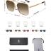 SOJOS Trendy Aviator Sunglasses Womens Oversized Retro Rhinestone Double Bridge Square Women Shades SJ1195
