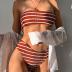 ZAFUL Women Strapless Bikini Set Lace Up Ribbed High Cut Bandeau 2 Piece Swimsuit