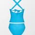 CUPSHE Tankini Bathing Suit for Women V Neck Ruched Two Piece Swimsuit O-Ring Cross Back Self Tie Mid Rise