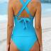 CUPSHE Tankini Bathing Suit for Women V Neck Ruched Two Piece Swimsuit O-Ring Cross Back Self Tie Mid Rise