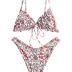 ZAFUL Women's Triangle Bikini Floral Ruffles Bow Tie Up Bikini Set Two Piece Swimsuit