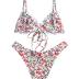 ZAFUL Women's Triangle Bikini Floral Ruffles Bow Tie Up Bikini Set Two Piece Swimsuit