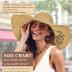 Beach Hats for Women - Foldable Straw Hat Embroidered Wide Brim Floppy Sun Hat UPF 50+, Honeymoon, Travel, Cruise