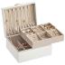 SONGMICS 2-Layer Jewelry Box, Jewelry Organizer with Handle, Removable Jewelry Tray, Jewelry Storage, Floating Effect, 8.1 x 9.4 x 4.3 Inches, Gift Idea, White UJBC165W01