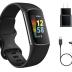 Fitbit Charge 5 Advanced Fitness Tracker with GPS, Heart Rate, Sleep & Health Tracker - Power Bundle with Adapter (Graphite Stainless Steel)