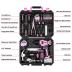 DEKOPRO Drill Set: Tool Set with 8V Pink Cordless Drill, Home Tool Kit with Drill, Hand Tool Kits for Women 126 Piece