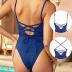 ZAFUL Women's One Piece Swimsuit Ribbed Lace Up Tie Back Bathing Suits Sexy High Cut Scoop Neck Tummy Control Padded Swimwear