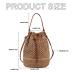 Straw Bucket Bag for Women, Summer Woven Beach Bag Drawstring Hobo Bucket Purses Handbag for Vacation