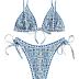 ZAFUL Women's Swimsuits Boho Floral Print String Thong Bikini Set Sexy High Cut Swimwear Bathing Suit