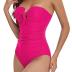 Upopby Women's Bandeau One Piece Swimsuits Tummy Control Bathing Suit for Women Strapless Slimming Push Up Plus Size Swimwear
