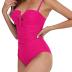 Upopby Women's Bandeau One Piece Swimsuits Tummy Control Bathing Suit for Women Strapless Slimming Push Up Plus Size Swimwear