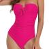 Upopby Women's Bandeau One Piece Swimsuits Tummy Control Bathing Suit for Women Strapless Slimming Push Up Plus Size Swimwear