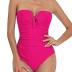 Upopby Women's Bandeau One Piece Swimsuits Tummy Control Bathing Suit for Women Strapless Slimming Push Up Plus Size Swimwear