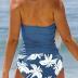 Women's Live Simple Coconut Tree Tankini Set Sexy Halter Neck Backless Swimsuit Drawstring Side Bathing Suit