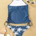 Women's Live Simple Coconut Tree Tankini Set Sexy Halter Neck Backless Swimsuit Drawstring Side Bathing Suit