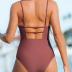 CUPSHE Women Swimsuit One Piece Bathing Suit Square Neck Cutout Back Tummy Control with Adjustable Spaghetti Straps