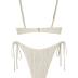 ZAFUL Women's Textured Underwire Bikini Set V Notch High Cut Swimwear Tie Side Ribbed Sexy Swimsuits