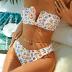ZAFUL Women V-wired Ruffle Ribbed Bandeau Bikini, Lace Up Bikinis Strapless Two Pieces Swimsuit