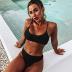 SOLY HUX Bikini Sets for Women Solid Textured Bikini Bathing Suits 2 Piece Swimsuit
