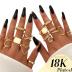 FAXHION 12PCS Gold Stackable Rings Set for Women, 18K Gold Plated Open Stacking Knuckle Ring, Adjustable Chunky Signet Band Ring for Gift