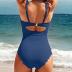 Charmo Womens Scalloped Ribbed One Piece Swimsuits Retro Square Neck Modest Bathing Suits