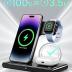 Wireless Charger iPhone Charging Station: 3 in 1 Charger Stand Multiple Devices for Apple - iPhone 16 15 14 Pro Max 13 12 11 - Watch 10 9 8 7 6 5 4 3 2 SE and Ultra Series - Airpods 4 3 2 Pro