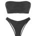 ZAFUL Women Strapless Wave Bandeau Bikini 2 Piece Swimwear Cheeky Solid Lace up Bathing Suits