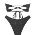 ZAFUL Women Strapless Wave Bandeau Bikini 2 Piece Swimwear Cheeky Solid Lace up Bathing Suits