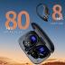 PocBuds Bluetooth Headphones Wireless Earbuds 80hrs Playtime Wireless Charging Case Digital Display Sports Ear Buds with Earhook Deep Bass IPX7 Waterproof Over-Ear Earphones for TV Phone Laptop Black