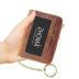 ZHOMA RFID Blocking Genuine Leather Credit Card Case Holder Security Travel Wallet With Removable Keychain ID Window (NEW) - Brown 01