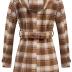 Chrisuno Women Peacoat Woman Women's Basic Designed Notch Lapel Double Breasted Mid-Long Wool Pea Coat Light Brown Plaid XL