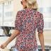 Ivicoer Women's Summer Puff Short/Long Sleeve Tops V Neck Pleated Shirts Floral Tunic Blouses Dressy Casual S-XXL