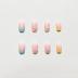 French Tip Press on Nails Square Fake Nails Medium False Nails with Colorful Flower Design Spring Summer Cute Floral Acrylic Nails Full Cover Glossy Artificial Nails Stick on Nails for Women 24Pcs