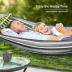 MOSFiATA Hammocks Portable Camping Hammock Upgraded 550lb Comfortable Fabric Hammock with Two Anti Roll Balance Beam and Sturdy Tree Straps for Camping, Patio, Backyard, Outdoor （Gray White）